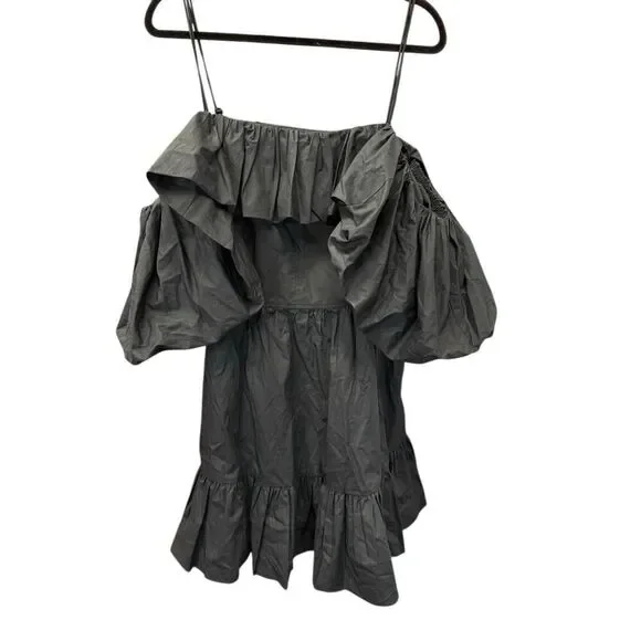 Ulla Johnson Lila Black Off Shoulder Ruffle Cotton Poplin Mini Dress 16 Ulla Johnson Lila Black Off Shoulder Ruffle Cotton Poplin Mini Dress 16